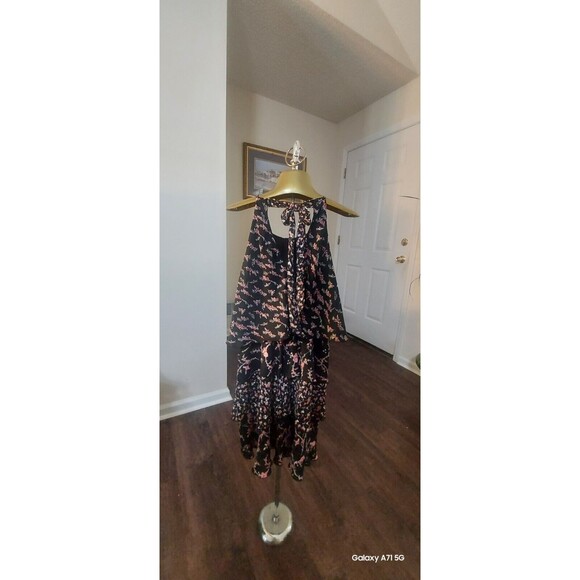 !White House Black Market 4 Mix print Black With Nailpolish floral tiered dress - Picture 4 of 9